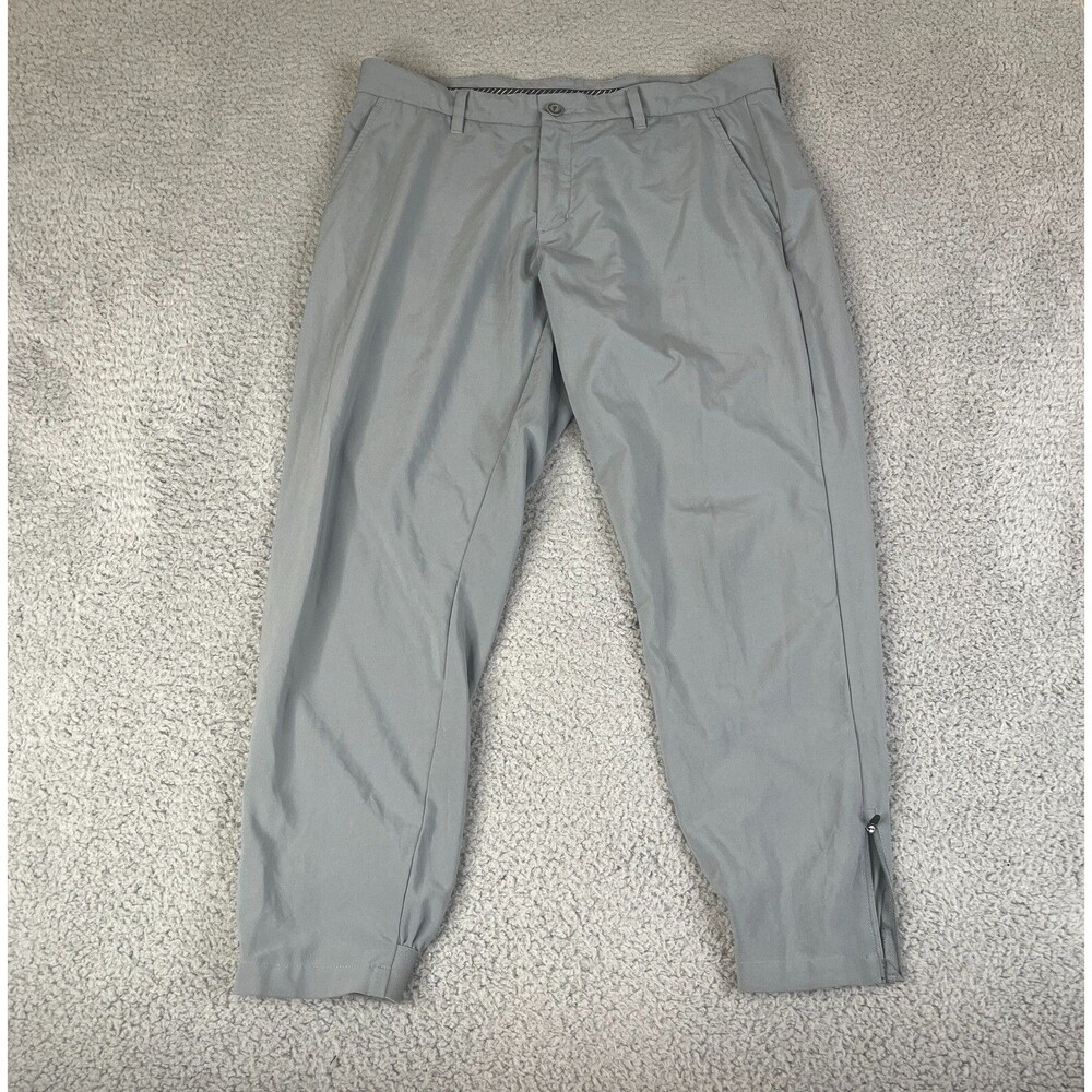 PRIMO Golf Pants Men 35 Short Gray Tapered Performance Jogger Stretch Ankle Zip